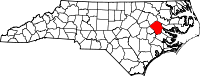 Map of North Carolina highlighting Pitt County