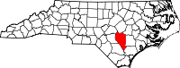 Map of North Carolina highlighting Sampson County