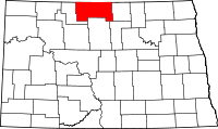 Map of North Dakota highlighting Bottineau County