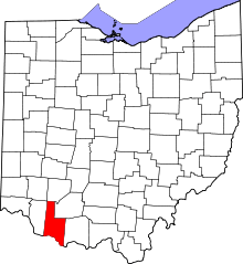 Map of Ohio highlighting Brown County