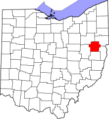 Map of Ohio highlighting Carroll County