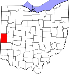 Map of Ohio highlighting Darke County