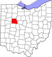 Map of Ohio highlighting Hardin County