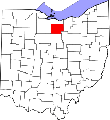 Map of Ohio highlighting Huron County