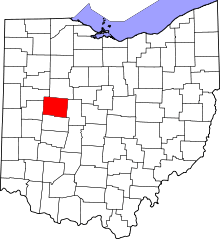 Map of Ohio highlighting Logan County