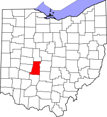 Map of Ohio highlighting Madison County