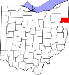 State map highlighting Mahoning County