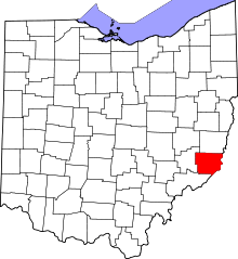 Map of Ohio highlighting Monroe County