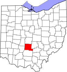 Map of Ohio highlighting Pickaway County