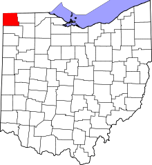 Map of Ohio highlighting Williams County