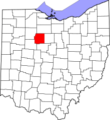 Map of Ohio highlighting Wyandot County