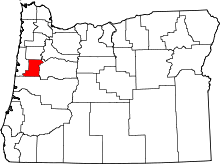 State map highlighting Benton County