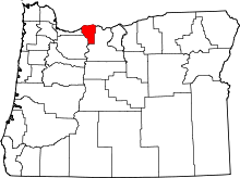 State map highlighting Hood River County