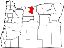 Map of Oregon highlighting Sherman County