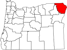 State map highlighting Wallowa County