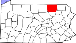 Map of Pennsylvania highlighting Bradford County