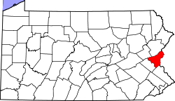 Map of Pennsylvania highlighting Northampton County