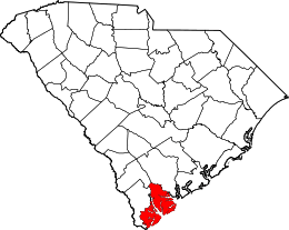 State map highlighting Beaufort County