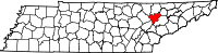 Map of Tennessee highlighting Anderson County