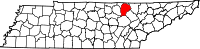 Map of Tennessee highlighting Fentress County