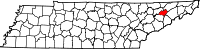 Map of Tennessee highlighting Hamblen County