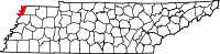 Map of Tennessee highlighting Lake County