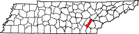 Map of Tennessee highlighting Meigs County