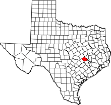 State map highlighting Burleson County