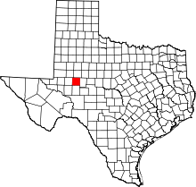 Map of Texas highlighting Glasscock County