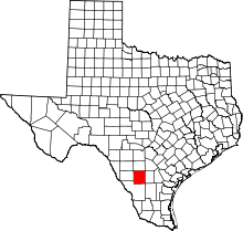 Map of Texas highlighting La Salle County