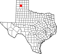 Map of Texas highlighting Potter County