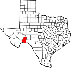 Map of Texas highlighting Terrell County