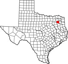 Map of Texas highlighting Wood County