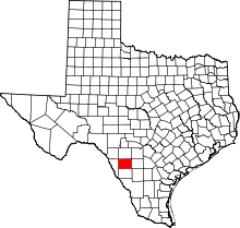 State map highlighting Zavala County