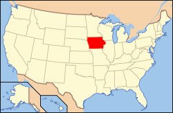 Map of the United States highlighting Iowa