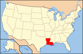 Map of the United States highlighting Louisiana