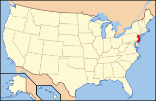 Map of the United States with New Jersey highlighted