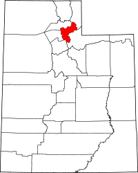 Map of Utah highlighting Morgan County