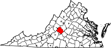 State map highlighting Amherst County