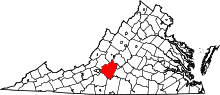 State map highlighting Bedford County