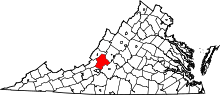 Map of Virginia highlighting Botetourt County