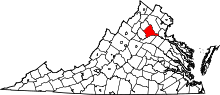 Map of Virginia highlighting Culpeper County