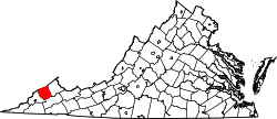 State map highlighting Dickenson County