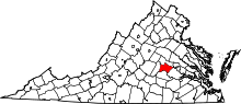 State map highlighting Powhatan County