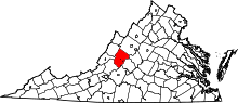 Map of Virginia highlighting Rockbridge County