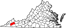 State map highlighting Russell County