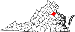 Map of Virginia highlighting Spotsylvania County