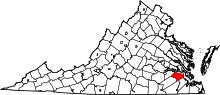 Map of Virginia highlighting Surry County