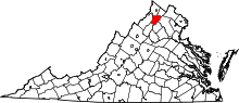 Map of Virginia highlighting Warren County