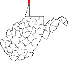 Map of West Virginia highlighting Hancock County